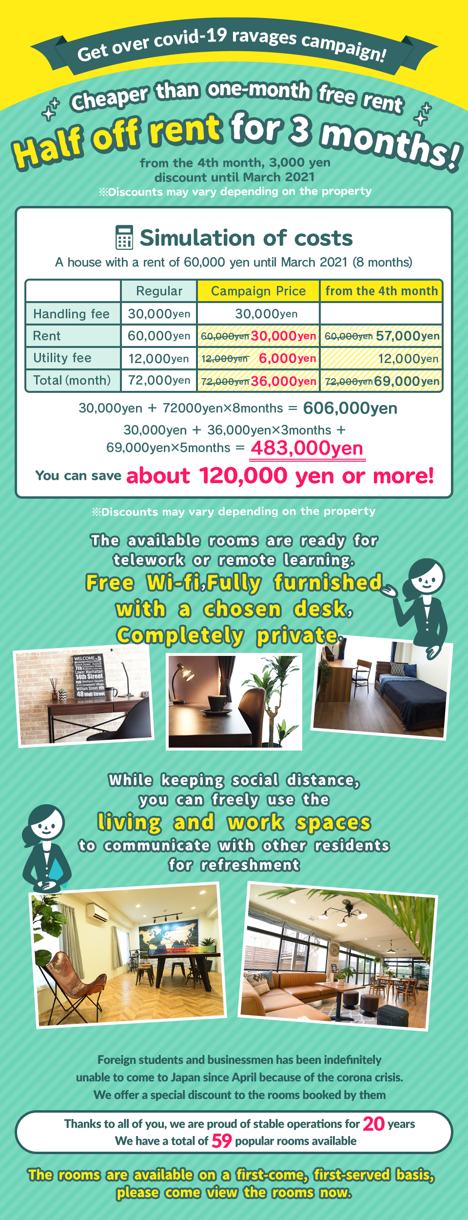 Half off rent for 3 months